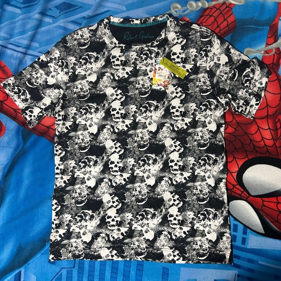 NWT | ROBERT GRAHAM Skull All Over Print Graphic Tee Shirt - Picture 1 of 4